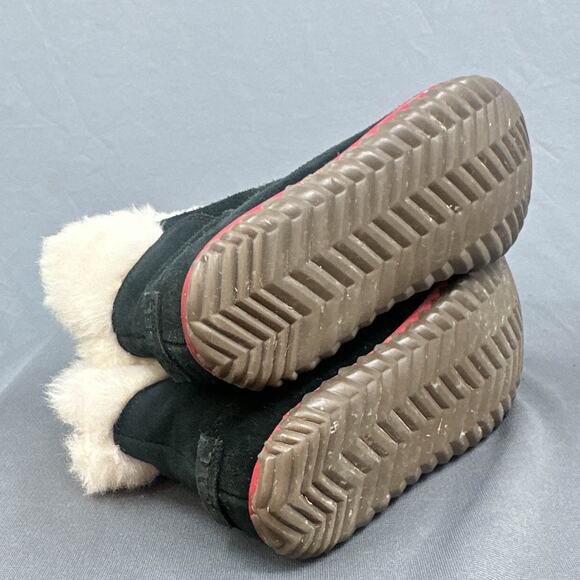 Sorel Out N About Bootie 7 Black Sherpa Faux Fur Outdoorsy Leather Suede Winter - Picture 7 of 14